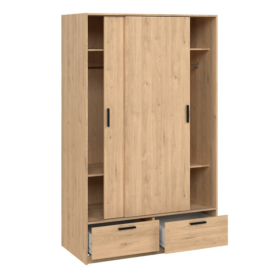 Liston Wooden Wardrobe With 2 Doors 2 Drawers Oak