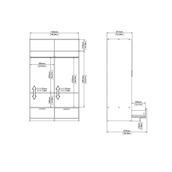 Liston Wooden Wardrobe With 2 Doors 2 Drawers Oak