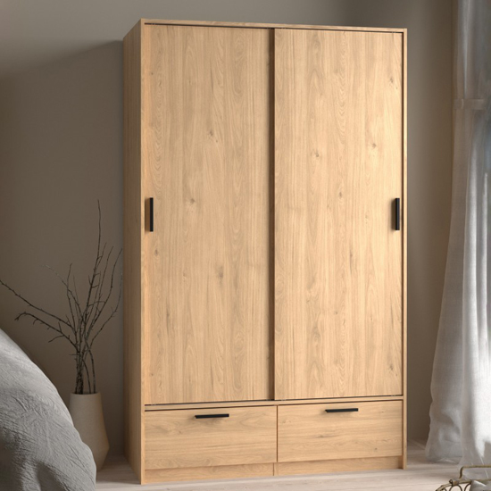 Read more about Liston wooden wardrobe with 2 doors 2 drawers oak