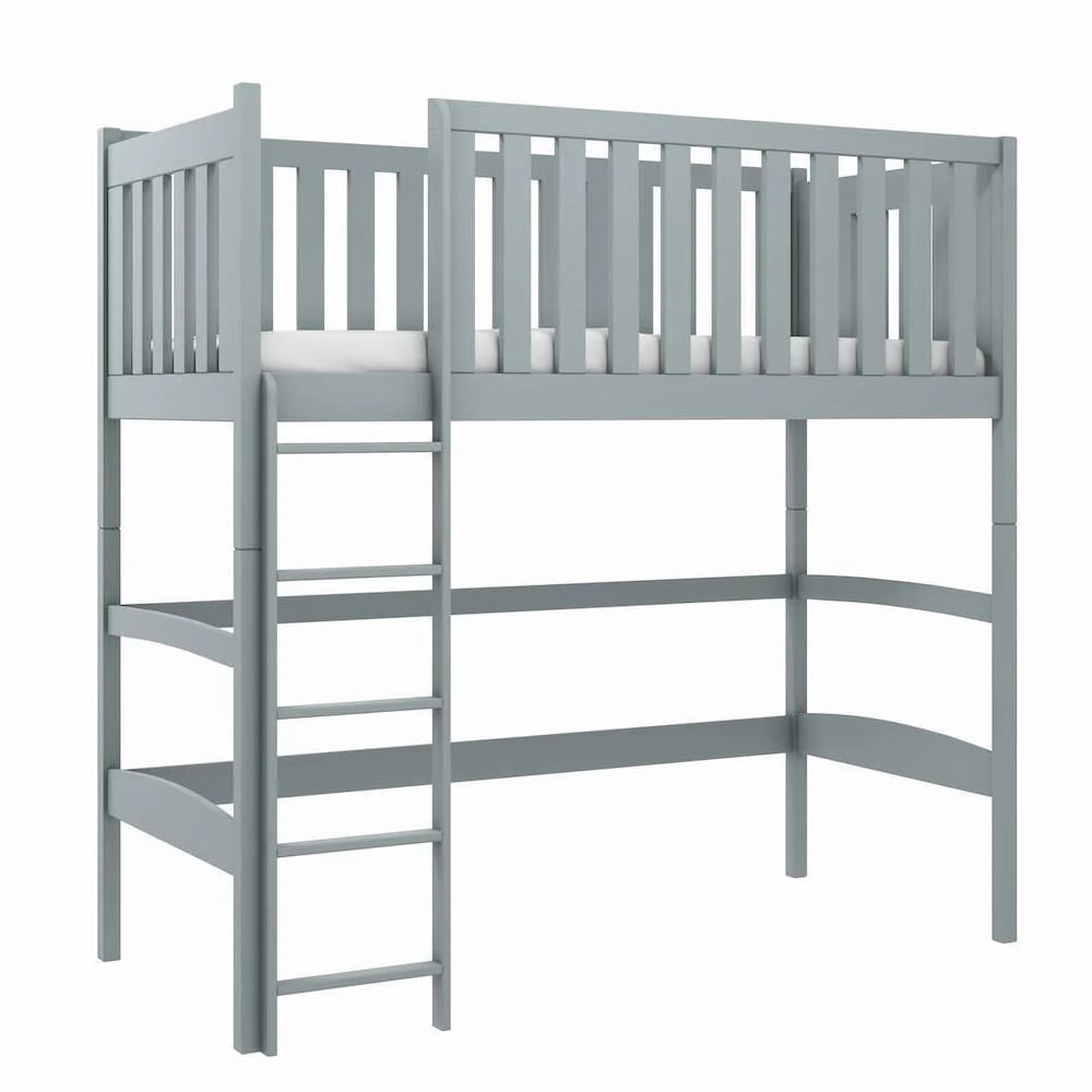 Read more about Lititz wooden bunk bed with foam mattress and ladder in grey