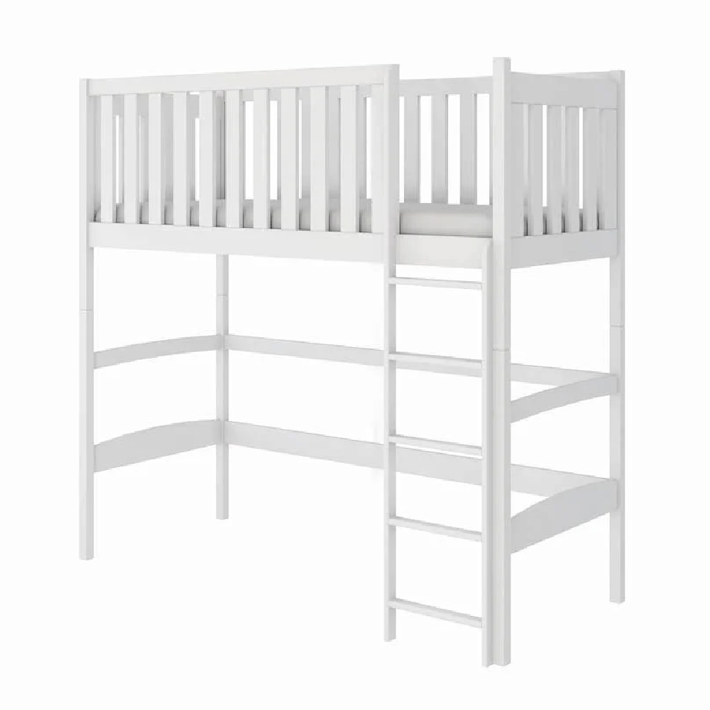 Lititz Wooden Bunk Bed With Foam Mattress And Ladder In White