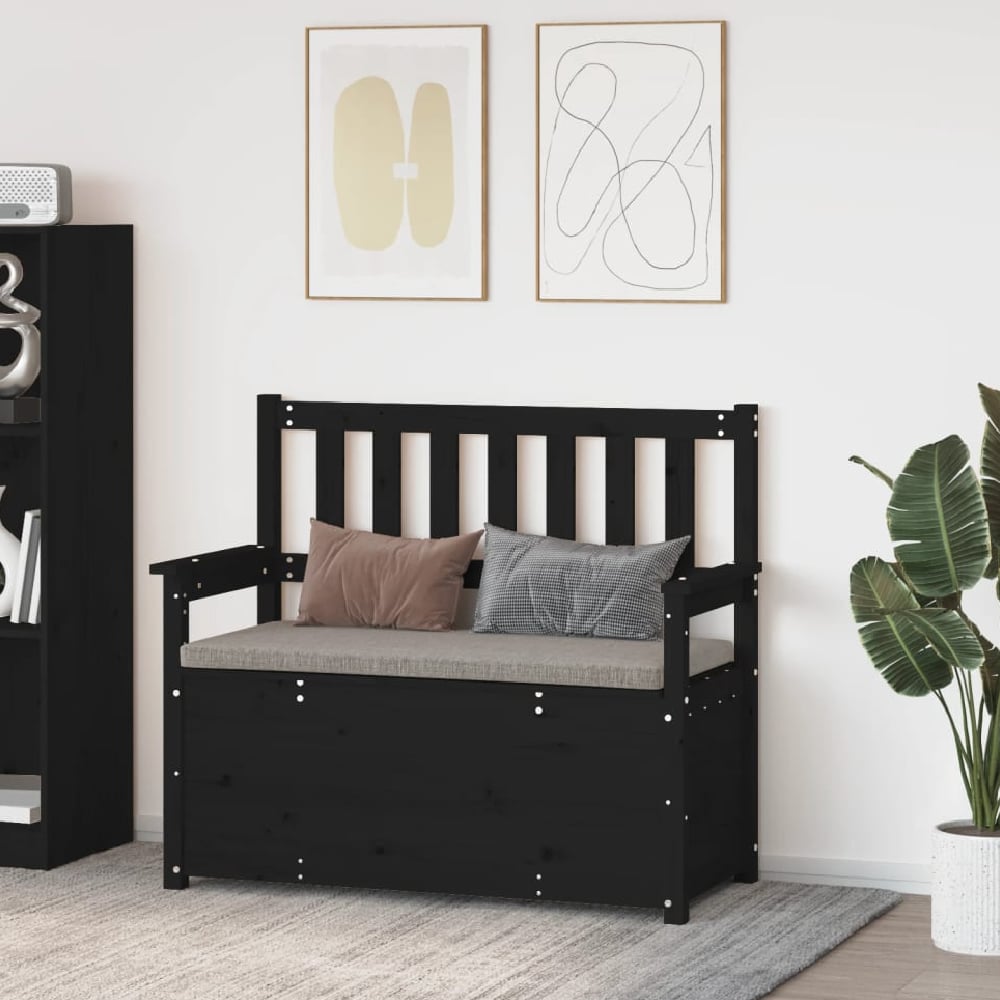 Read more about Litiz wooden small hallway storage seating bench in black