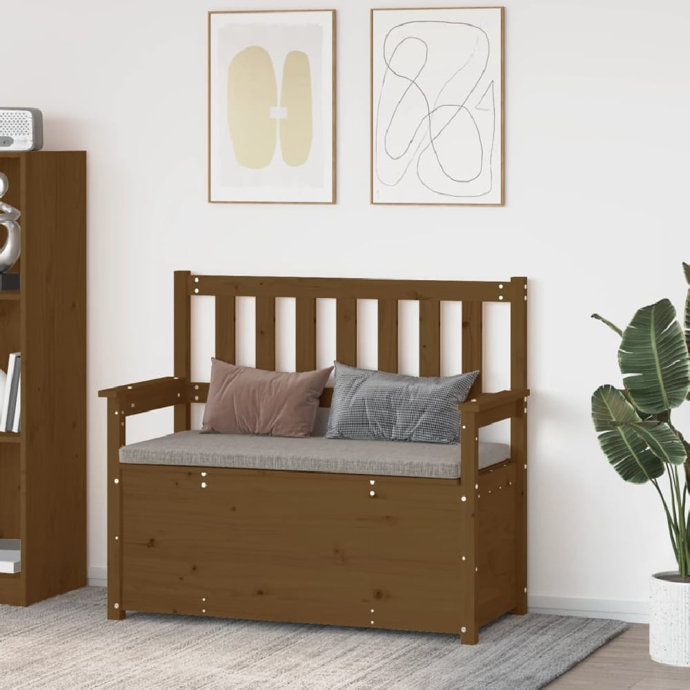 Read more about Litiz wooden small hallway storage seating bench in honey brown