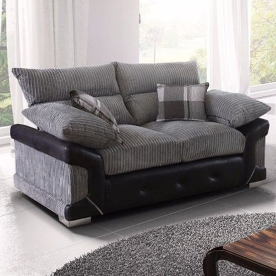 Litzy Fabric 2 Seater Sofa In Black And Grey_1