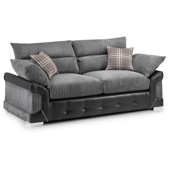 Litzy Fabric 3 Seater 2 Seater Sofa In Black And Grey_4