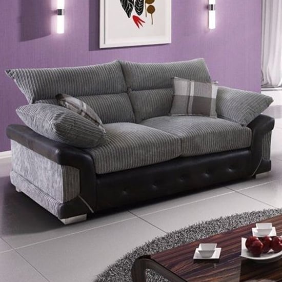 Photo of Litzy fabric 3 seater sofa in black and grey