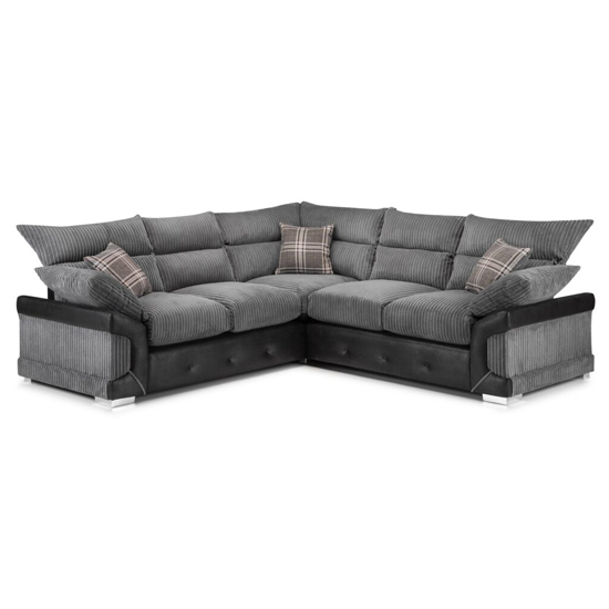 Photo of Litzy fabric large corner sofa in black and grey