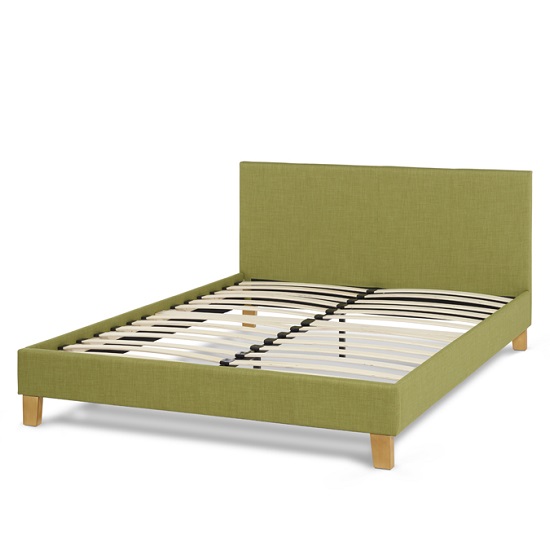 Livenza Contemporary Fabric King Bed In Olive With Wooden Legs_2