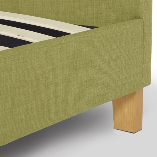 Livenza Contemporary Fabric King Bed In Olive With Wooden Legs_4