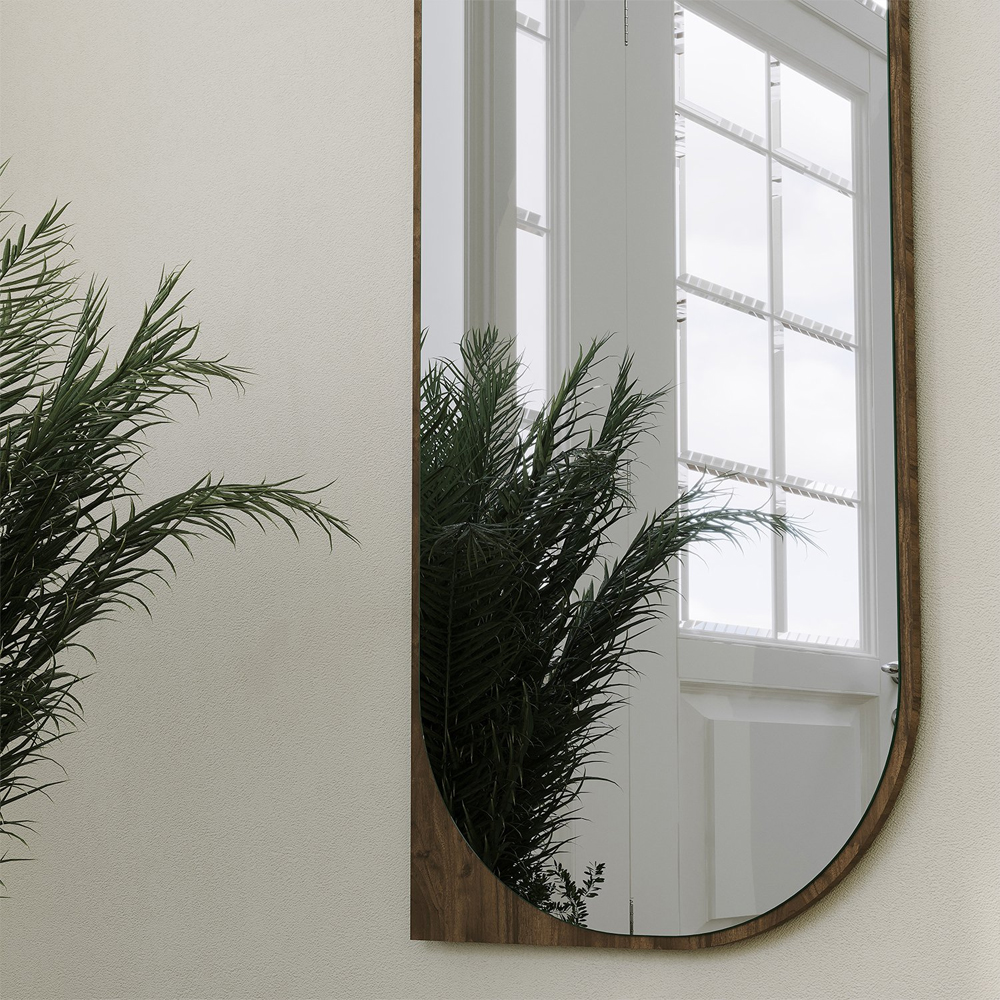 Livi Glass Wall Mirror with Walnut Wooden Frame