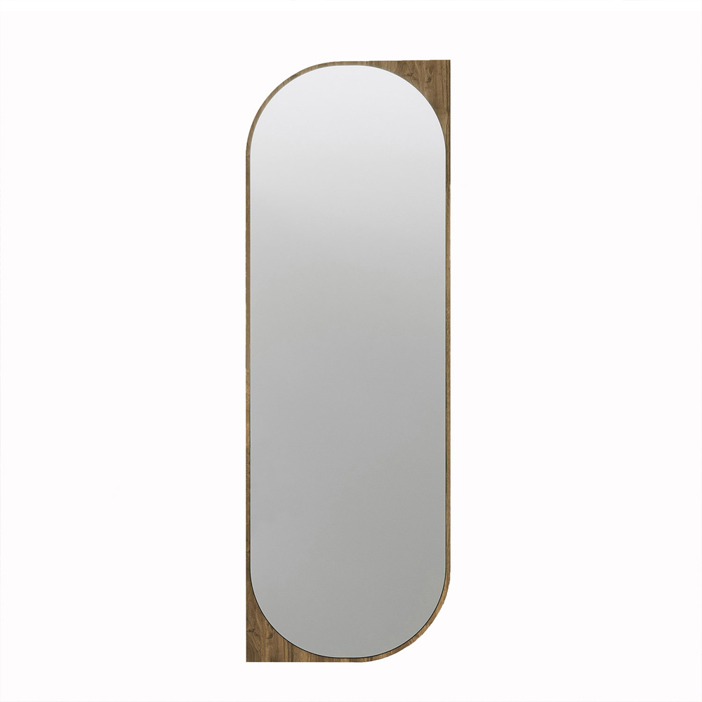 Livi Glass Wall Mirror with Walnut Wooden Frame