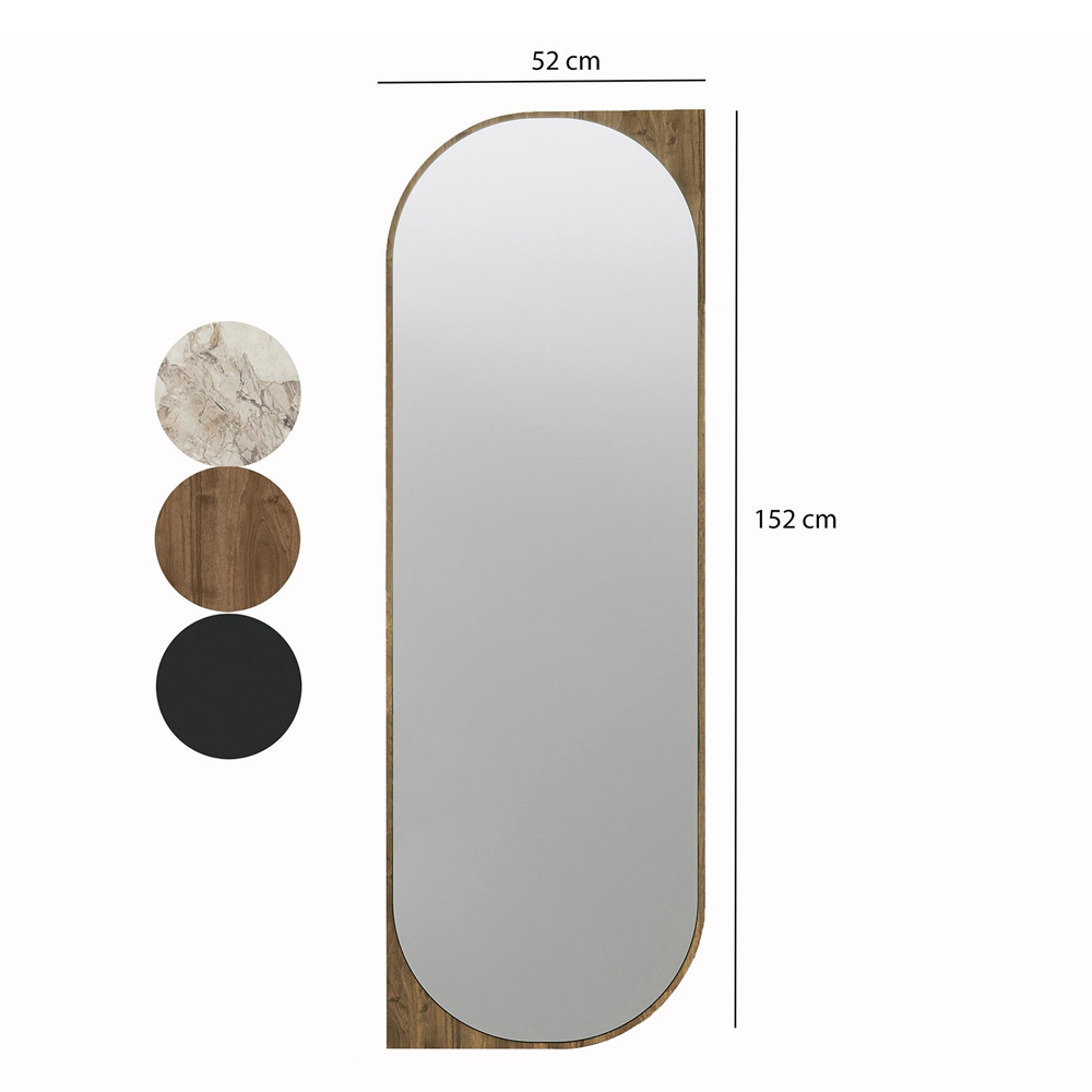 Livi Glass Wall Mirror with Walnut Wooden Frame