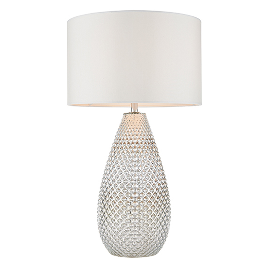 Read more about Livia vintage white fabric table lamp in mercury glass