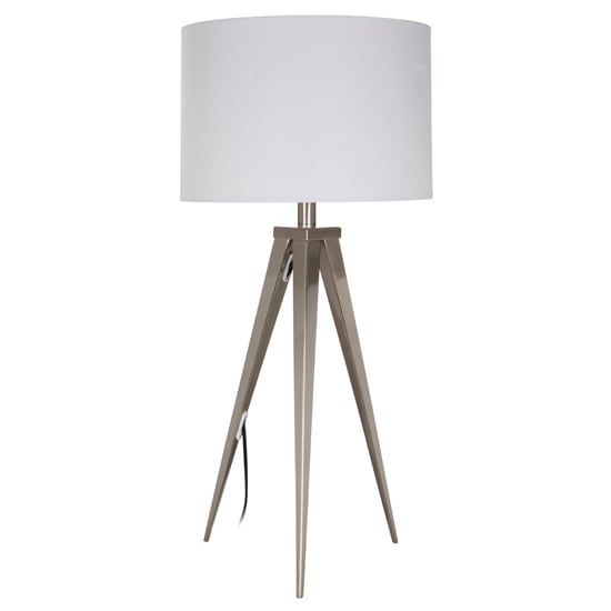 Product photograph of Livica White Fabric Shade Table Lamp With Tripod Base from Furniture in Fashion