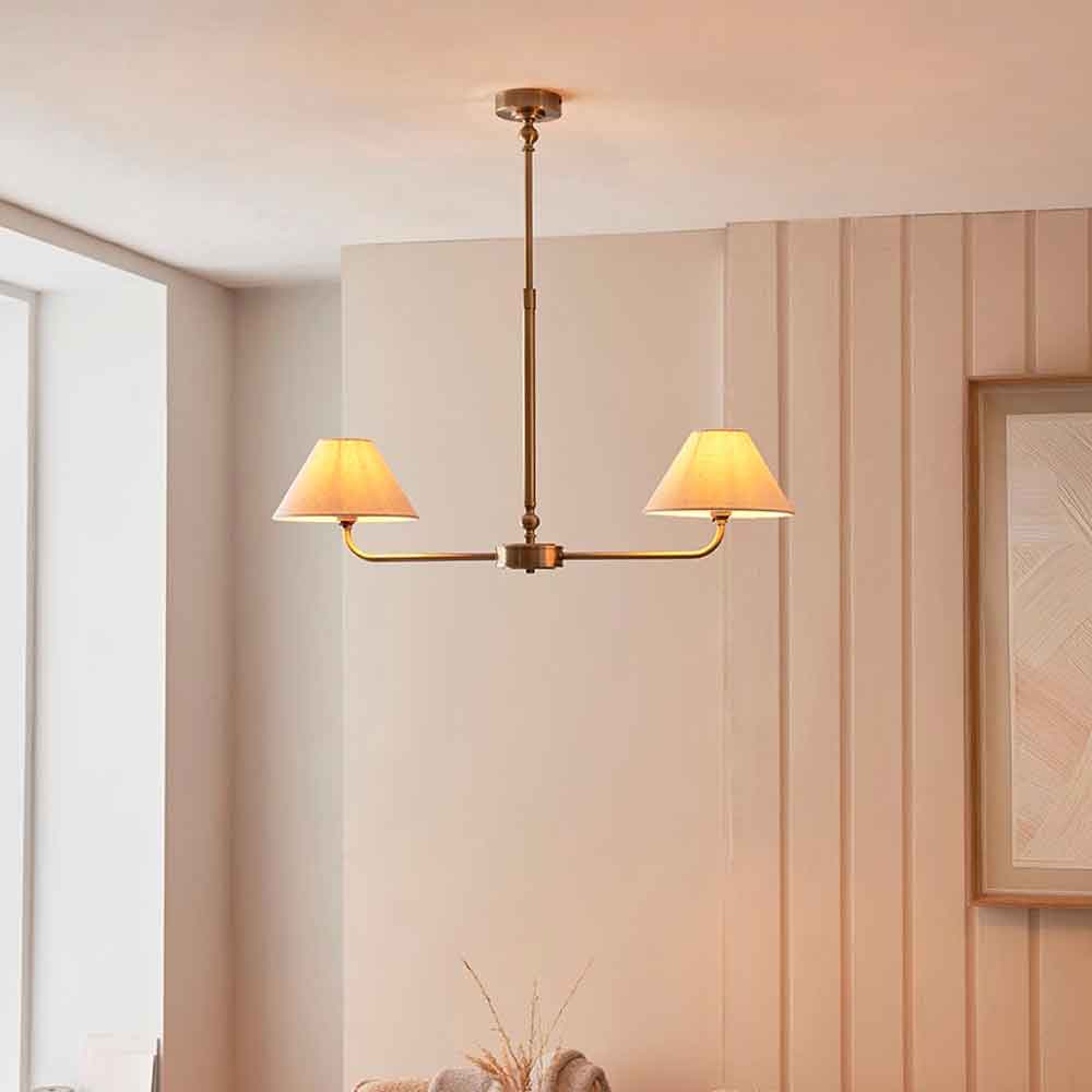 Livie Metal 2 Ceiling Pendant Light in Antique Brass