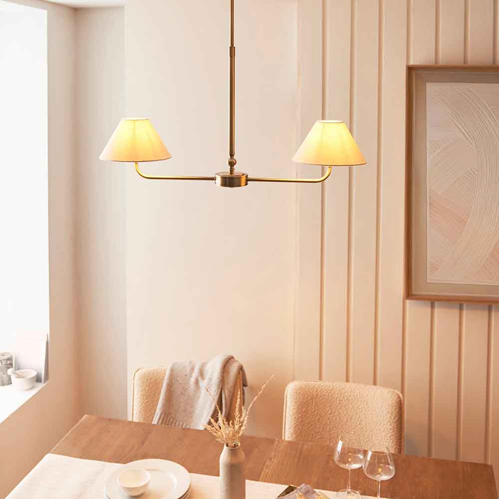 Livie Metal 2 Ceiling Pendant Light in Antique Brass