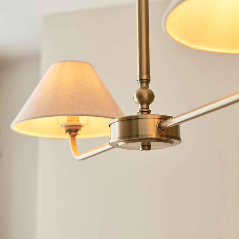 Livie Metal 2 Ceiling Pendant Light in Antique Brass