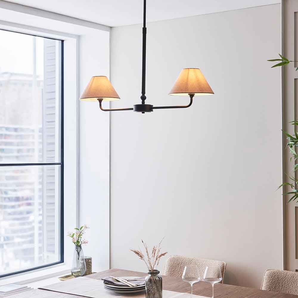 Livie Metal 2 Ceiling Pendant Light in Matt Black