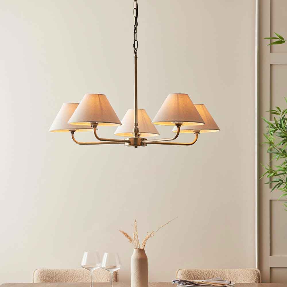 Livie Metal 5 Ceiling Pendant Light in Antique Brass