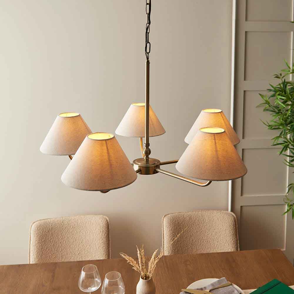 Livie Metal 5 Ceiling Pendant Light in Antique Brass