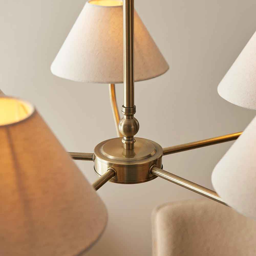 Livie Metal 5 Ceiling Pendant Light in Antique Brass