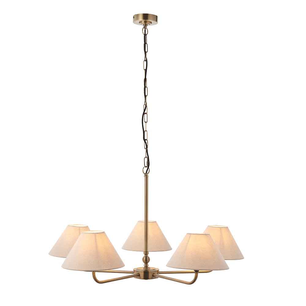 Livie Metal 5 Ceiling Pendant Light in Antique Brass