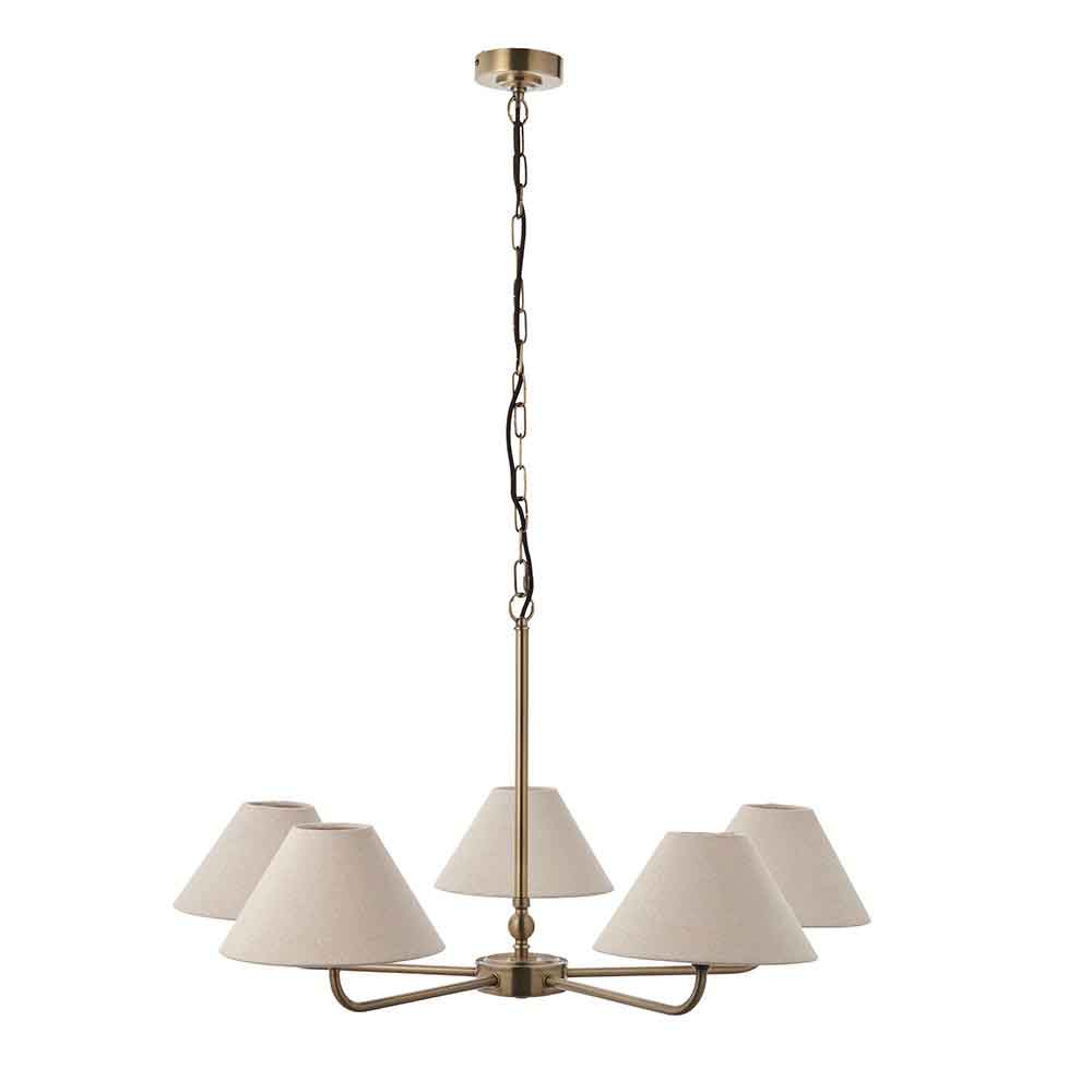 Livie Metal 5 Ceiling Pendant Light in Antique Brass