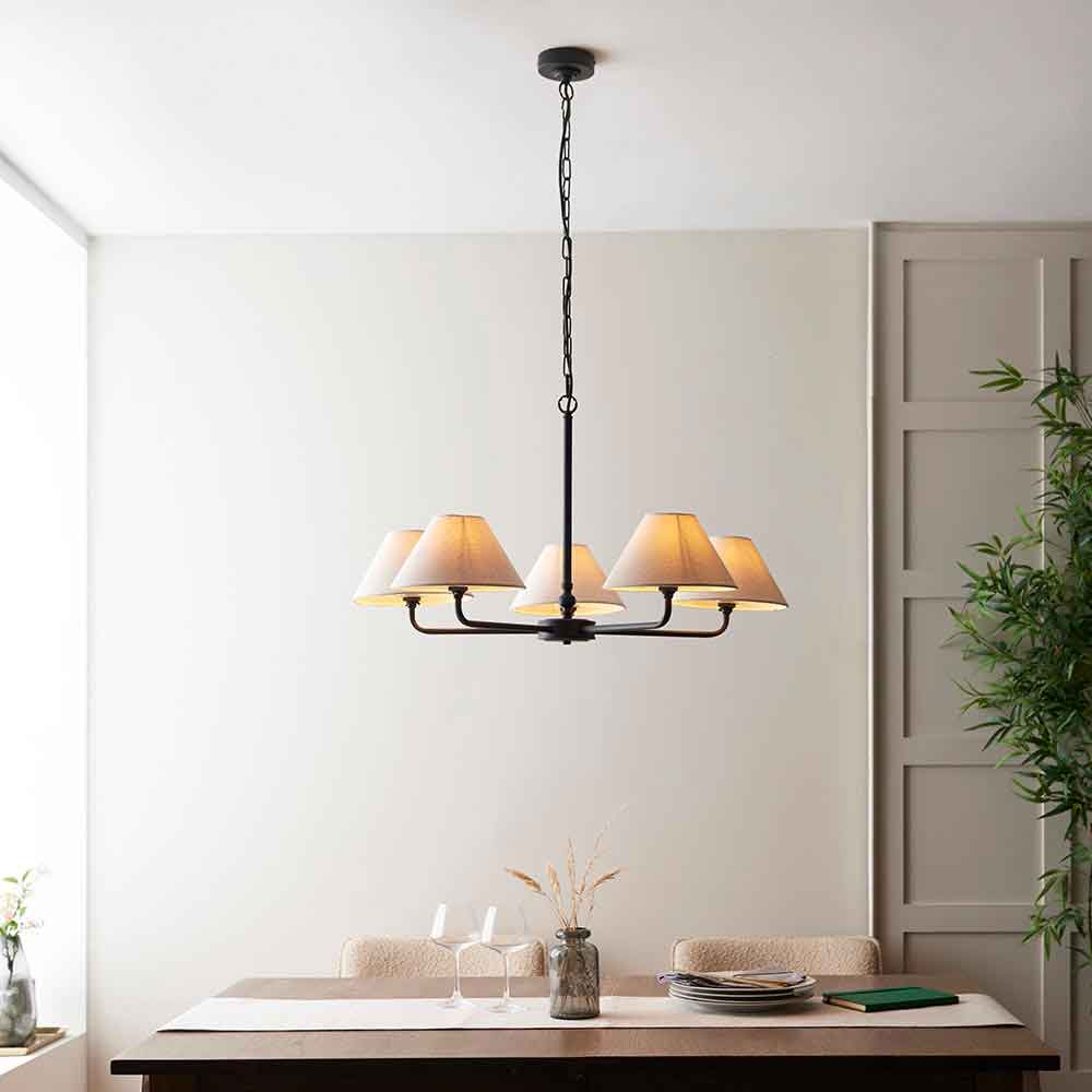 Livie Metal 5 Ceiling Pendant Light in Matt Black