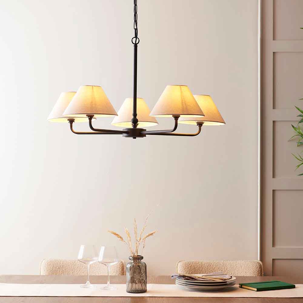 Livie Metal 5 Ceiling Pendant Light in Matt Black