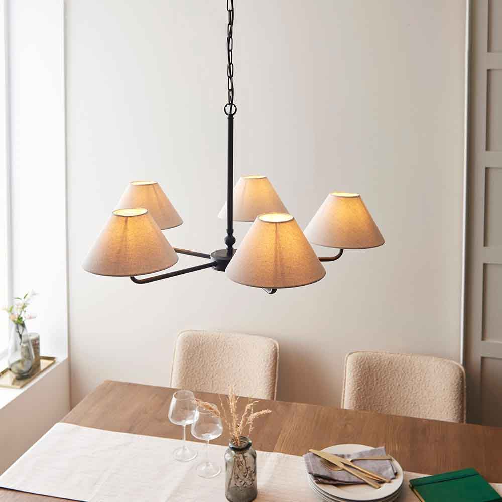 Livie Metal 5 Ceiling Pendant Light in Matt Black