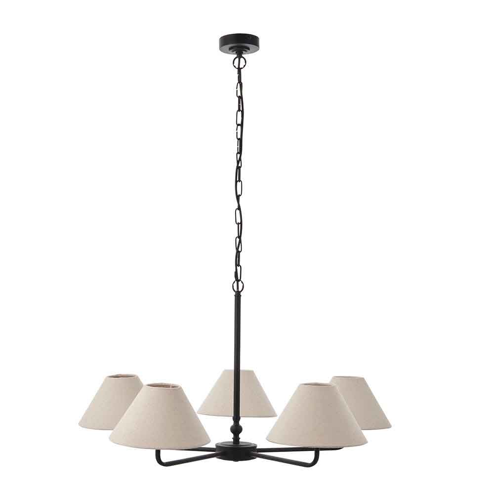 Livie Metal 5 Ceiling Pendant Light in Matt Black