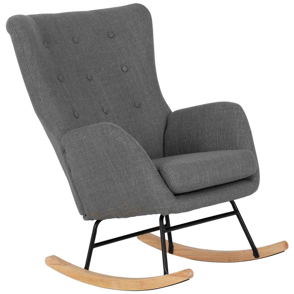 Livorno Fabric Bedroom Rocking Chair in Dark Grey