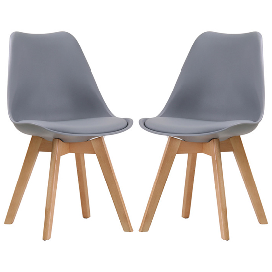 Livre Grey Plastic Dining Chairs With Wooden Legs In Pair