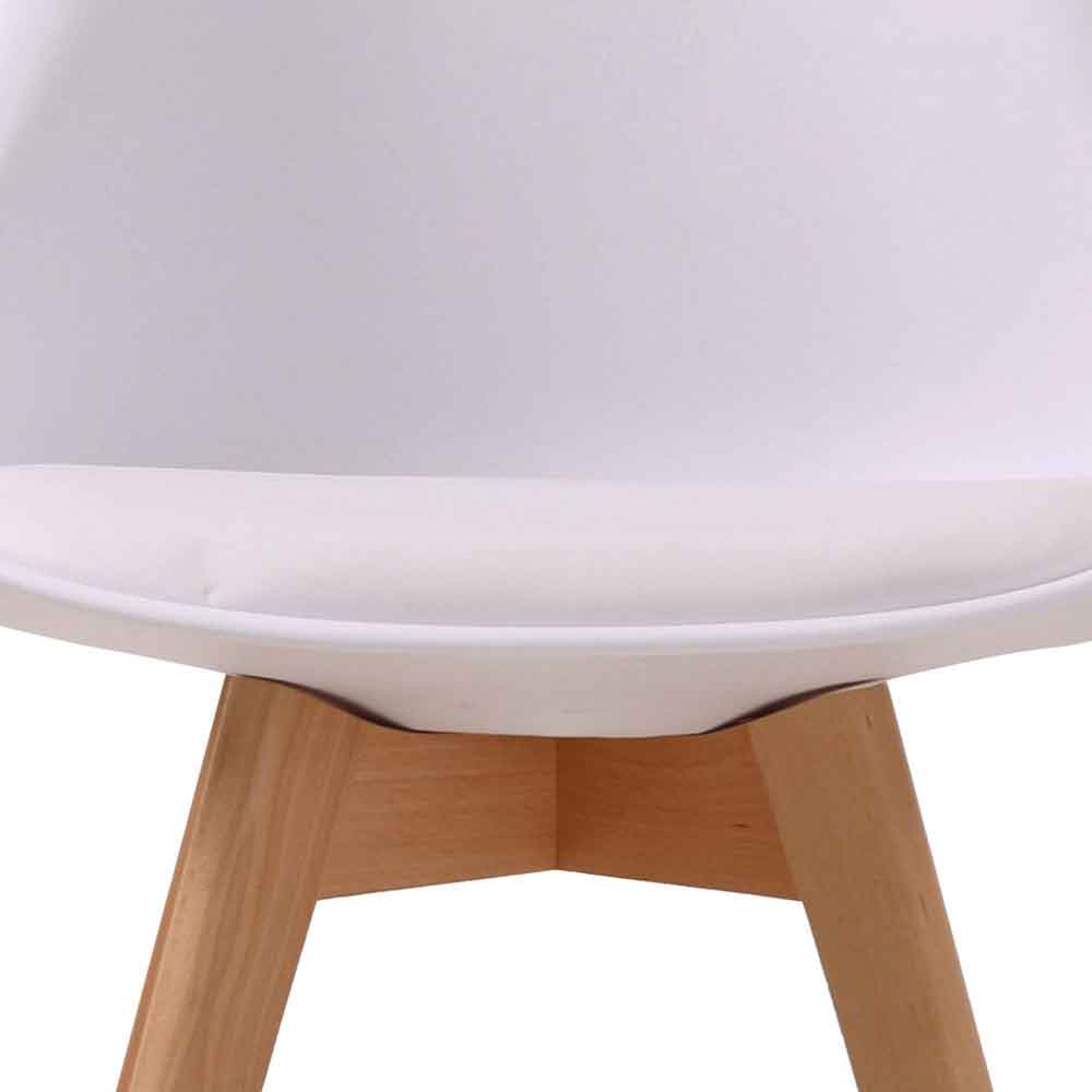 Livre Plastic Dining Chairs With Wooden Legs In Pair - White
