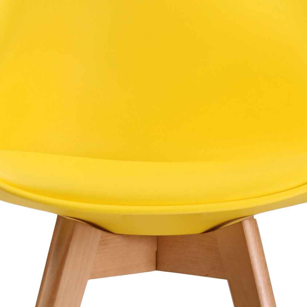 Livre Plastic Dining Chairs With Wooden Legs In Pair - Yellow