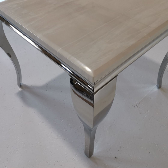 Liyam 90cm Marble Dining Table In Cream With Chrome Legs Furniture in