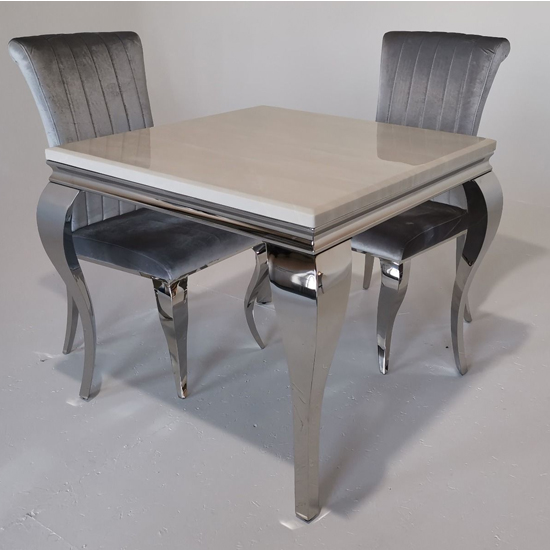 Liyam 90cm Marble Dining Table In Cream With Chrome Legs_4