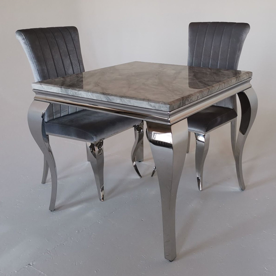 Liyam 90cm Marble Dining Table In Grey With Chrome Legs_4