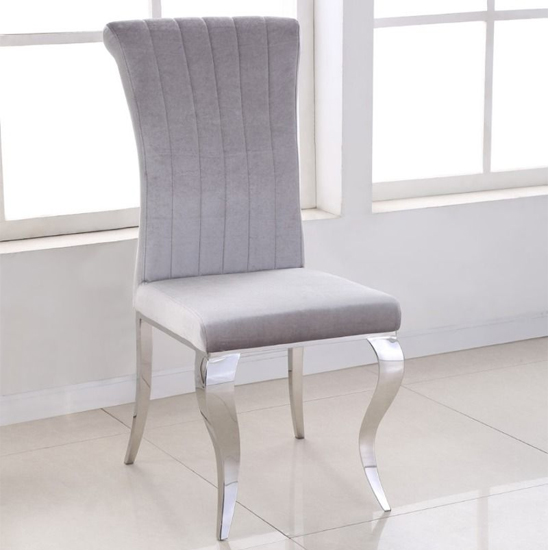 Liyam Grey Soft Velvet Upholstered Dining Chairs In Pair_2