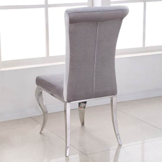 Liyam Grey Soft Velvet Upholstered Dining Chairs In Pair_3