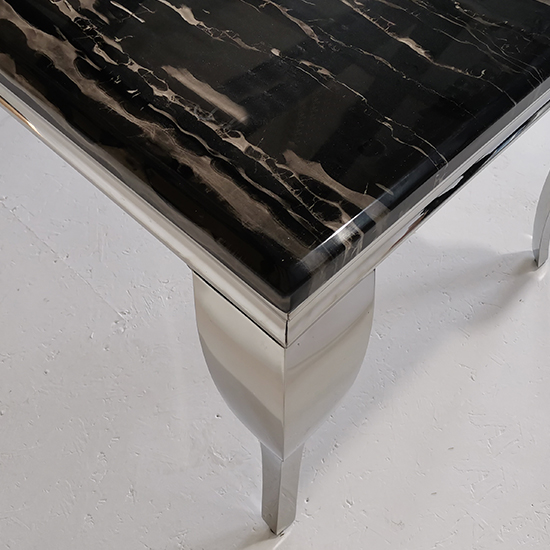 Liyam Large Marble Dining Table In Black With Chrome Legs_3