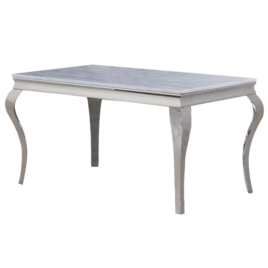Liyam Large Marble Dining Table In White With Chrome Legs_2