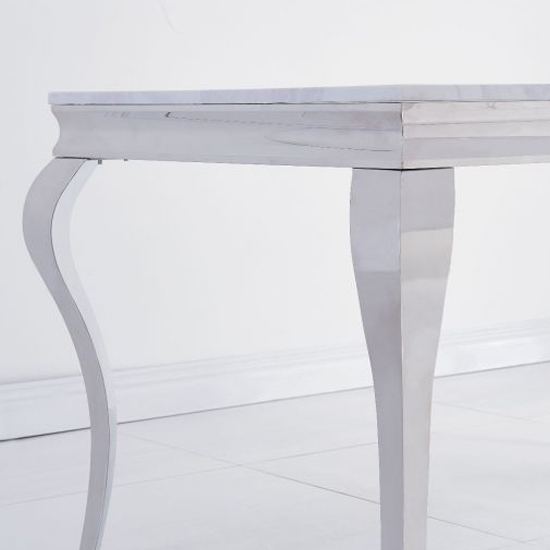 Liyam Large Marble Dining Table In White With Chrome Legs_3