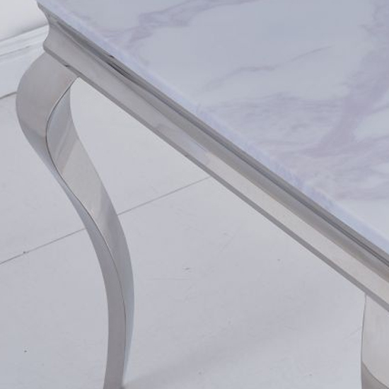 Liyam Large Marble Dining Table In White With Chrome Legs_4