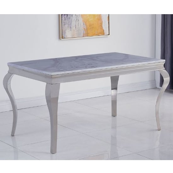 Liyam Large Marble Dining Table In White With Chrome Legs_1
