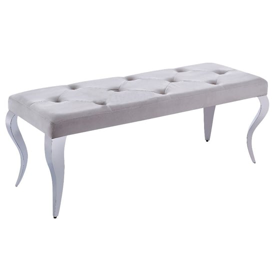 Liyam Large Velvet Upholstered Dining Bench In Cream