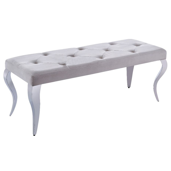 Photo of Liyam large velvet upholstered dining bench in cream