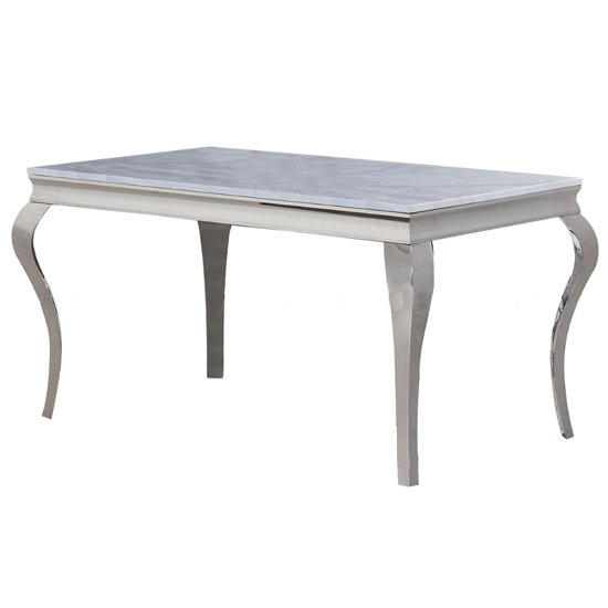 Liyam Large White Marble Dining Table With 6 Grey Chairs_3