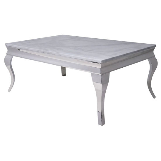 Liyam Rectangular Marble Coffee Table In White Furniture in Fashion