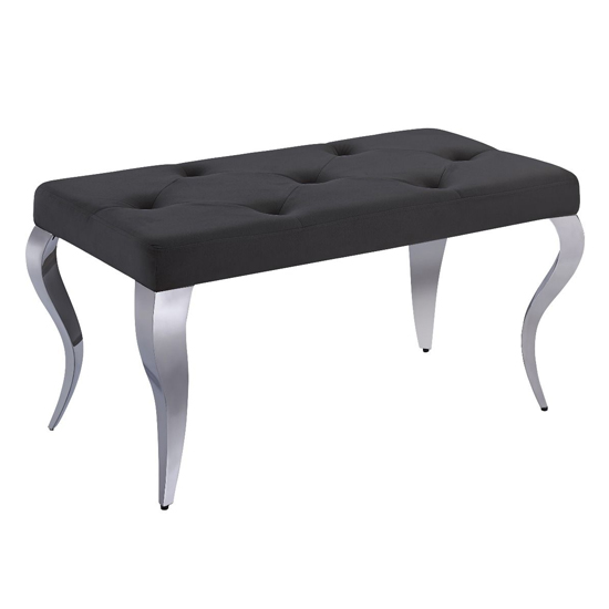 Photo of Liyam small velvet upholstered dining bench in black